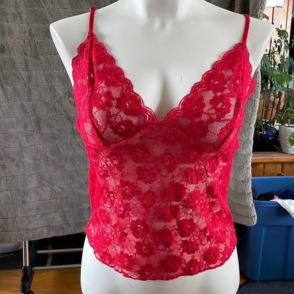 💥💥Sexy Red Lace Crop Camisole Adjustable Straps